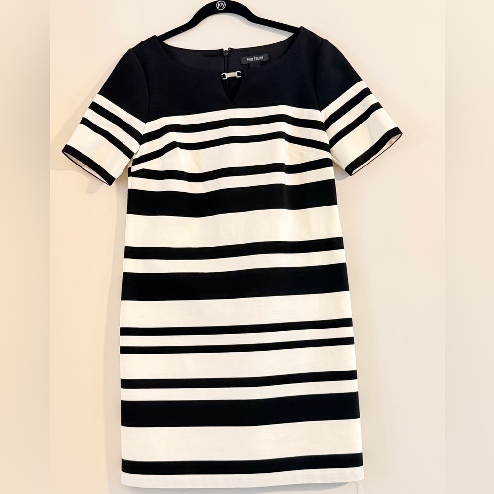 White House Black Market Black Striped Dress Size 8